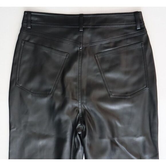 Steve Madden Women Sz 27 Black PU Leather Loren Mid-Rise Straight Leg Pants - Picture 7 of 11